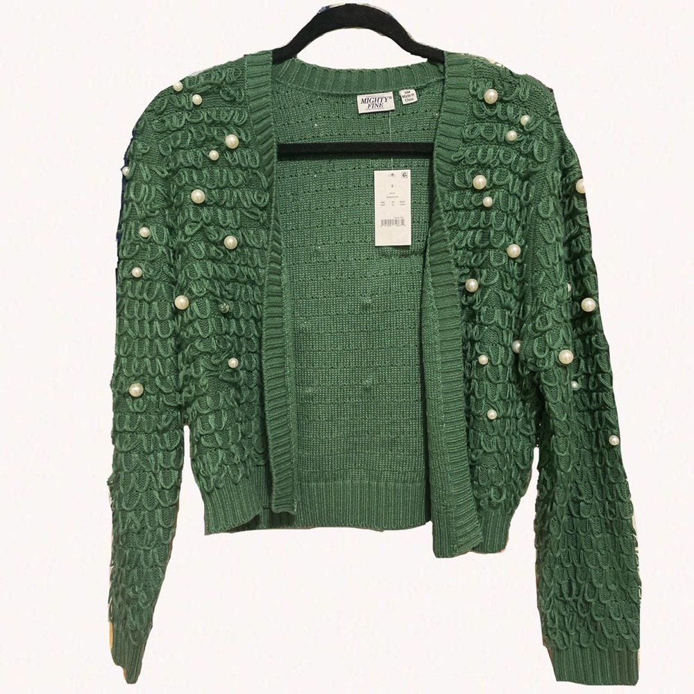 Green Pearl Cardigan Sweater